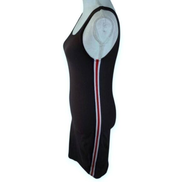 I JOAH BLACK BODYCON TANK DRESS W/RED & WHITE STRIPE ON SIDES SZ.M EUC. - Picture 2 of 4